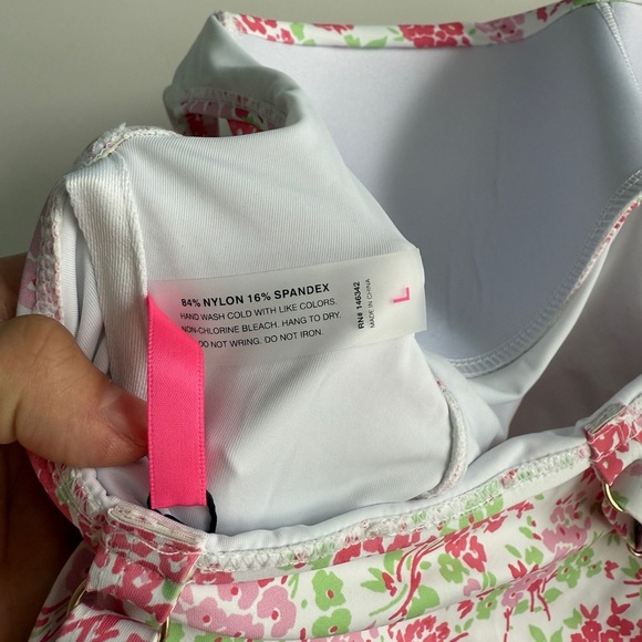 NWT Betsey Johnson Floral One-Piece Swimsuit L Sweetheart Neck Ruched Bandeau - Picture 10 of 11